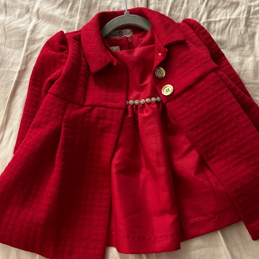 Red Special Occasion Dress & Coat - 12 months